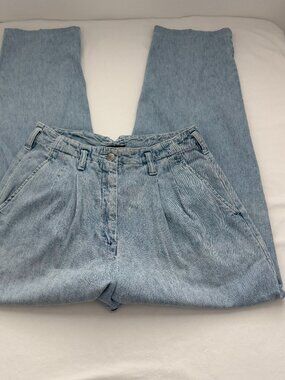 Vintage Limited Light Wash Denim Pleated Pants High Waist Straight Leg size 10